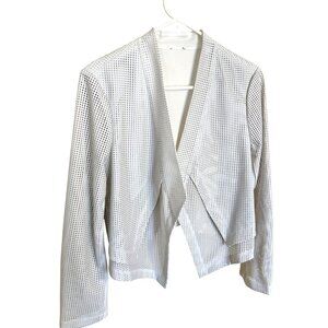 Chicos Womens White Vinyl Jacket Mesh Open Front Vtg Style 80s Large Party
